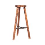 EARLY 20TH CENTURY ELM STOOL / SIDE TABLE - TREFOIL TOP