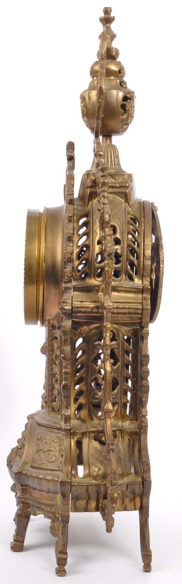 LARGE EARLY 20TH CENTURY ORNATE SCROLLED BRASS CLOCK BODY - Image 2 of 7