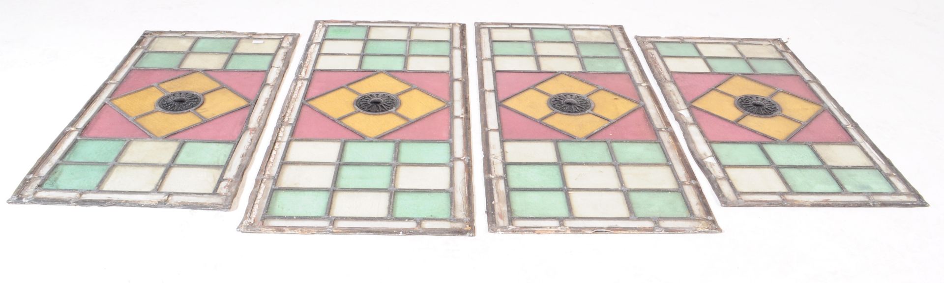 COLLECTION OF FOUR LEADED STAINED GLASS WINDOW PANELS - Image 3 of 5