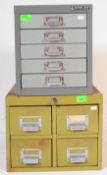 TWO RETRO INDUSTRIAL METAL FACTORY FILING CABINETS