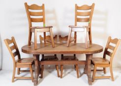 LARGE CONTEMPORARY OAK DINING TABLE WITH MATCHING CHAIRS