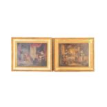 PAIR OF EARLY 20TH CENTURY GENRE OIL ON CANVAS PAINTINGS