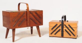 RETRO MID CENTURY TEAK 1960S CANTILIVEAR SEWING BOXES