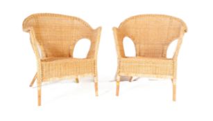 PAIR OF VINTAGE 20TH CENTURY WICKER CONSERVATORY ARMCHAIRS