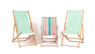 RETRO 20TH CENTURY COLLECTION OF 3 SEASIDE DECK CHAIRS