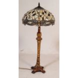 TIFFANY STYLE GLASS LAMP AND SHADE -DRAGON FLY DESIGN