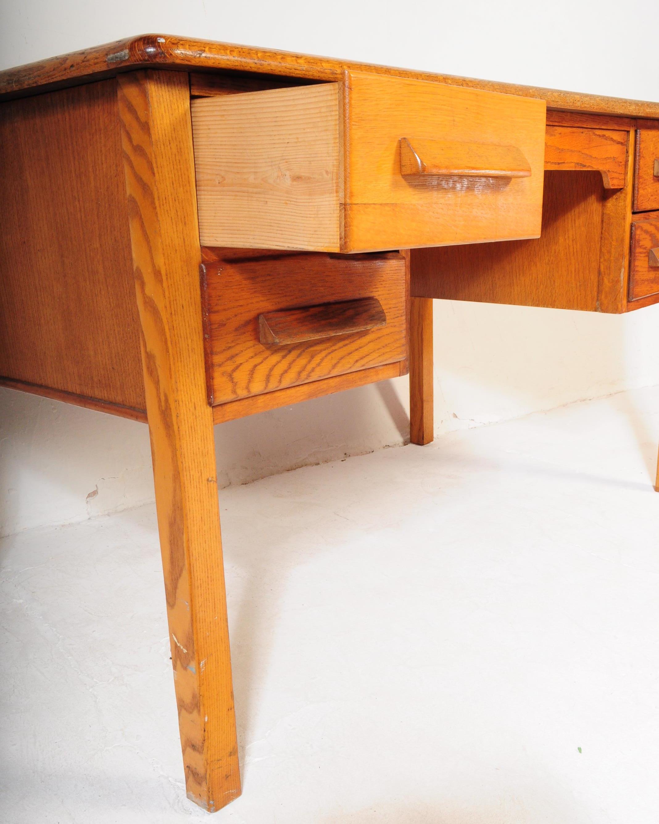 RETRO VINTAGE MINISTRY STYLE OAK DESK WRITING TABLE - Image 2 of 5