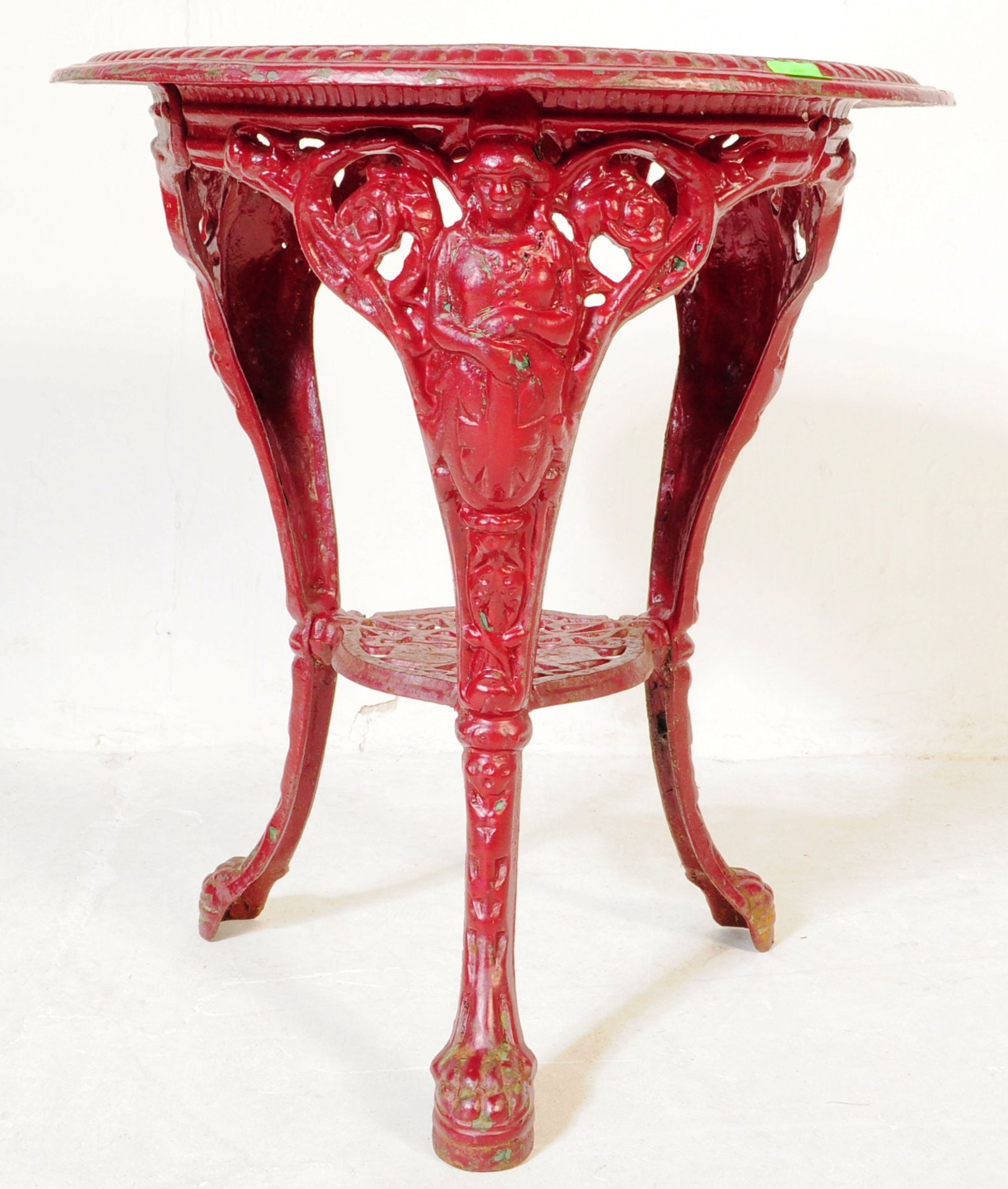 VICTORIAN PAINTED CAST IRON COALBROOKDALE STYLE GARDEN TABLE