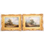 PAIR OF 19TH CENTURY RURAL OIL ON PANEL BY EDWARD WILLIAMS