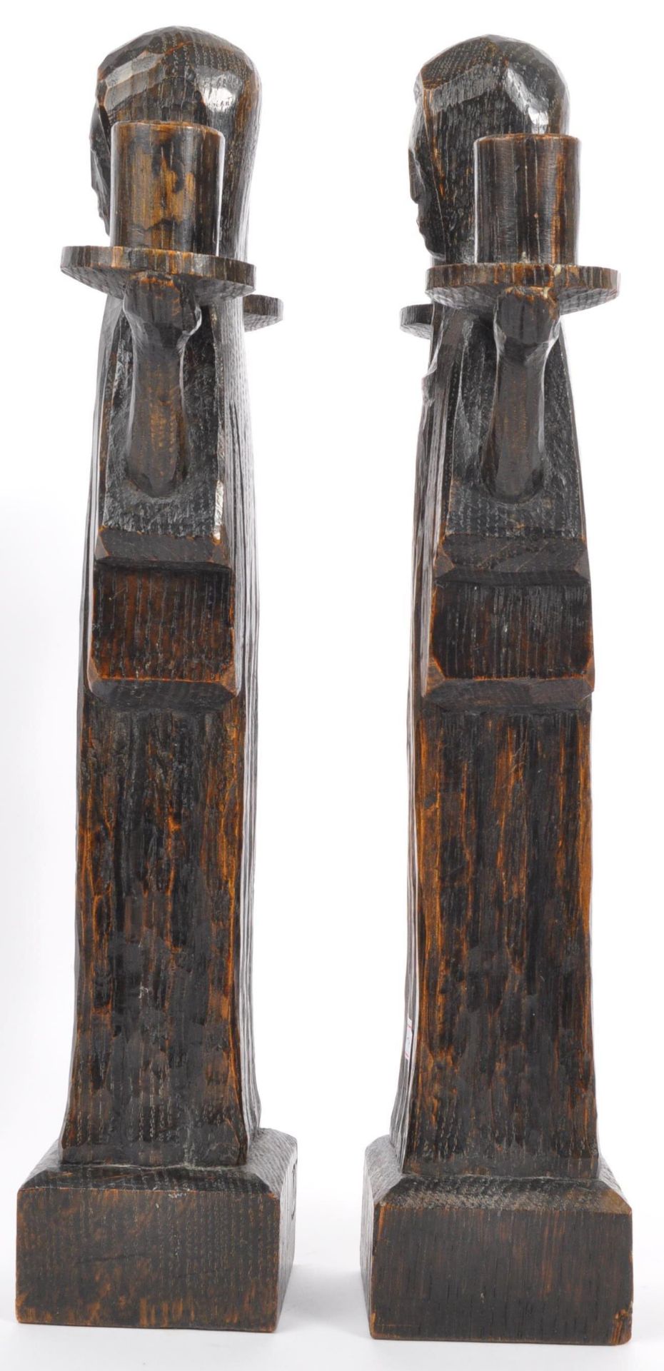 PAIR OF 20TH CENTURY HAND CARVED WOODEN CANDLESTICKS - Bild 2 aus 6