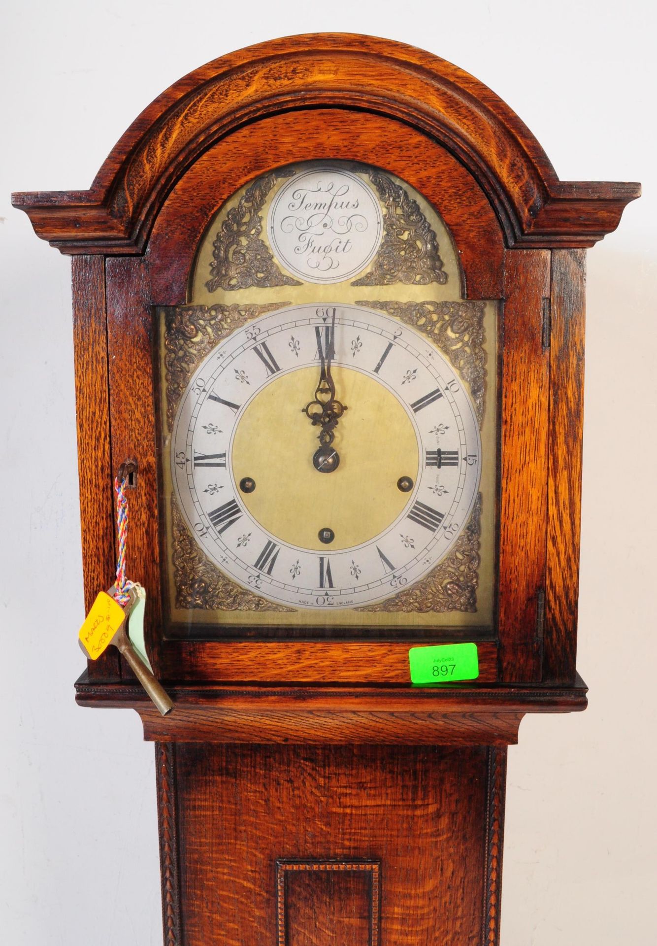 EARLY 20TH CENTURY 1930S OAK LONGCASE CLOCK - Image 3 of 7