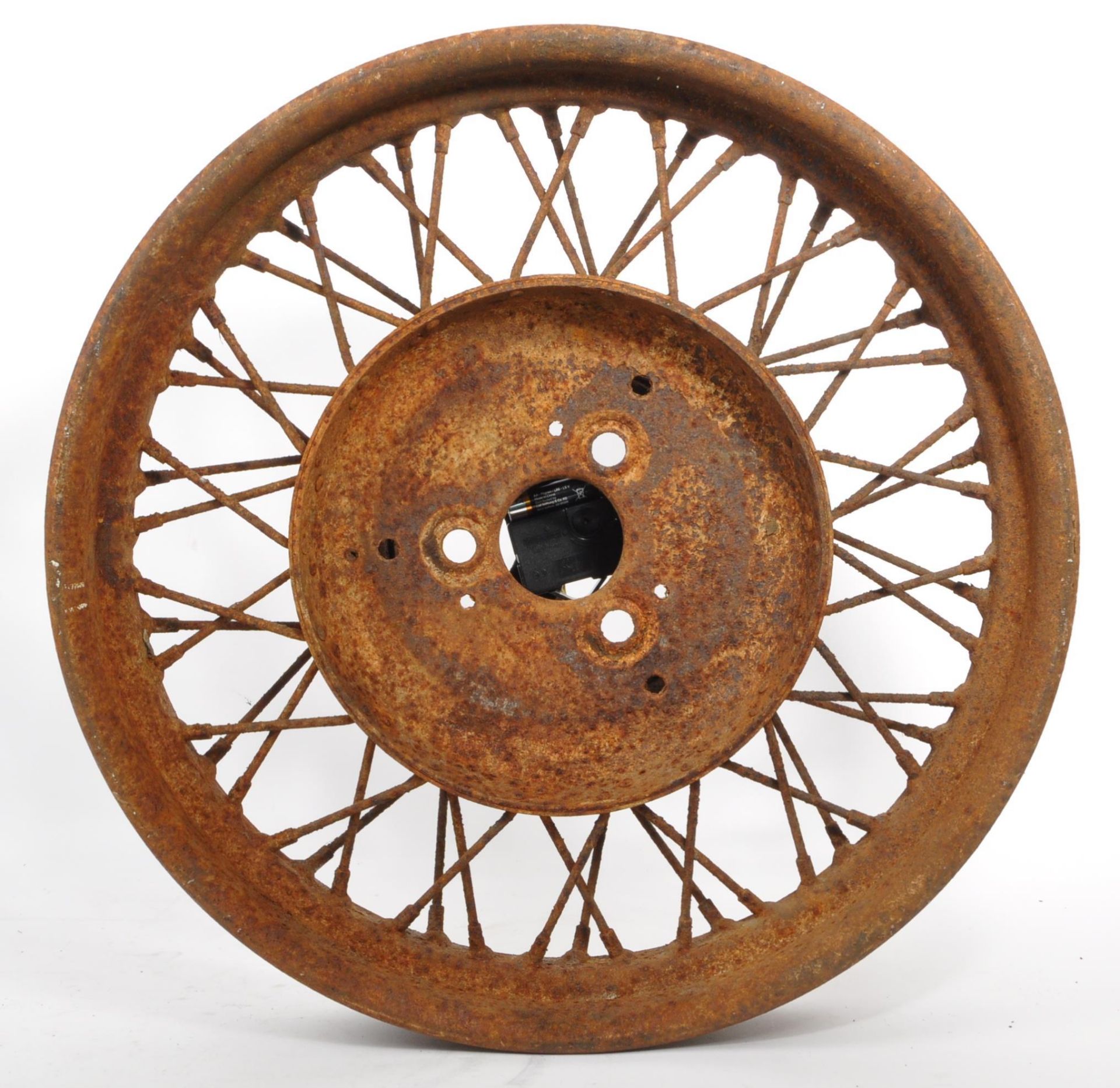 WALL CLOCK CONVERTED FROM VINTAGE CAR SPOKED WHEEL - Image 5 of 6