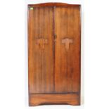 1930'S ART DECO OAK BACHELORS DOUBLE WARDROBE ARMOIRE