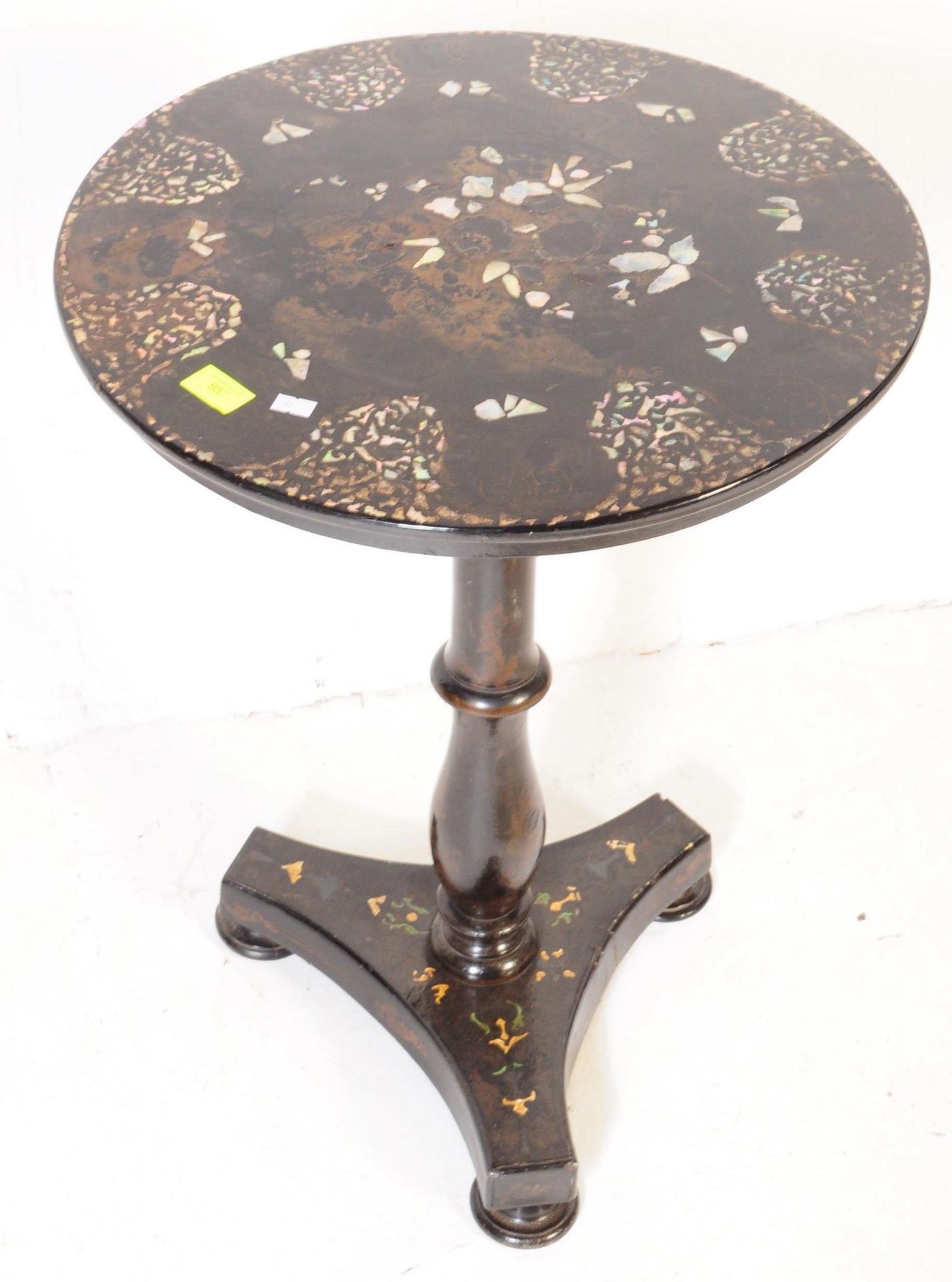 19TH CENTURY VICTORIAN INLAID MOTHER OF PEARL PEDESTAL TABLE - Image 3 of 5