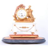 19th CENTURY FRENCH ORMOLU & MARBLE MANTLE CLOCK WITH DOME