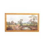 LARGE LATE 20TH CENTURY OIL ON CANVAS COUNTRY SCENE PAINTING