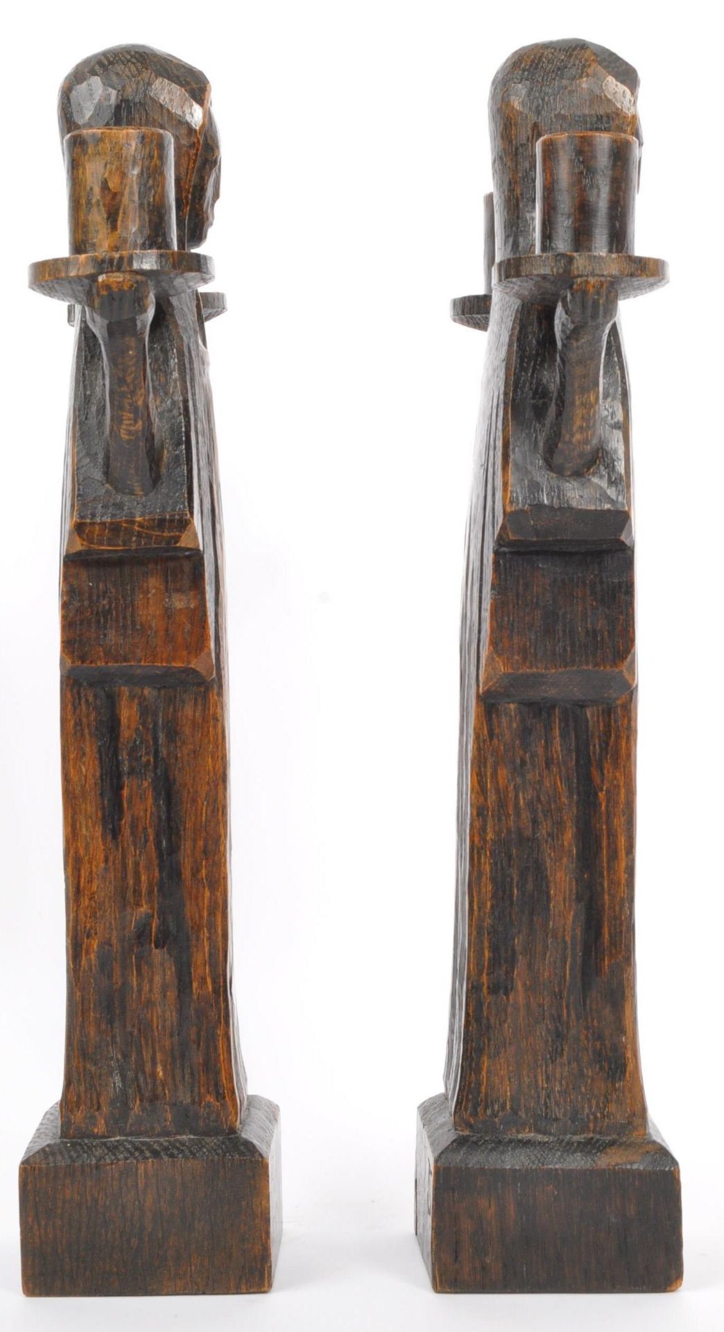 PAIR OF 20TH CENTURY HAND CARVED WOODEN CANDLESTICKS - Bild 4 aus 6