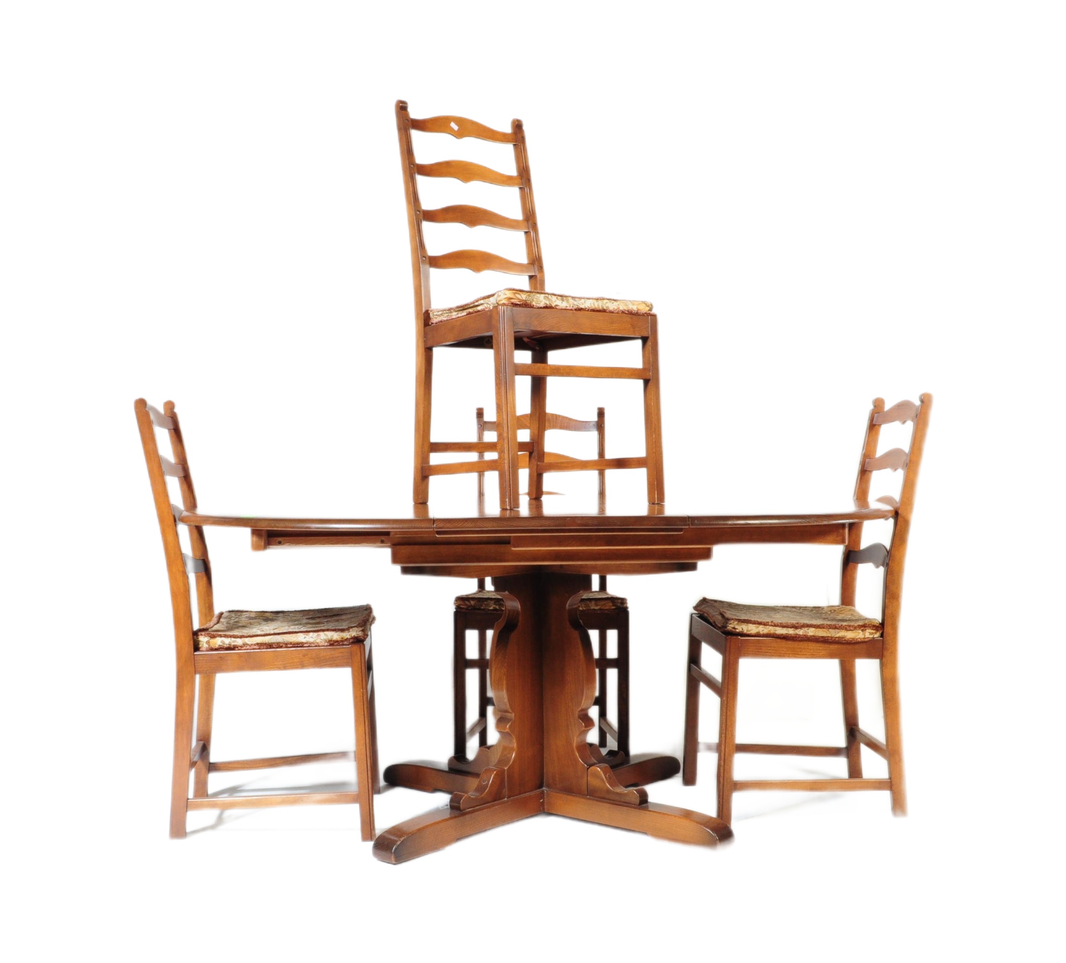 ERCOL FURNITURE - BEECH & ELM WOOD DINING ROOM SUITE -