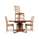 ERCOL FURNITURE - BEECH & ELM WOOD DINING ROOM SUITE -