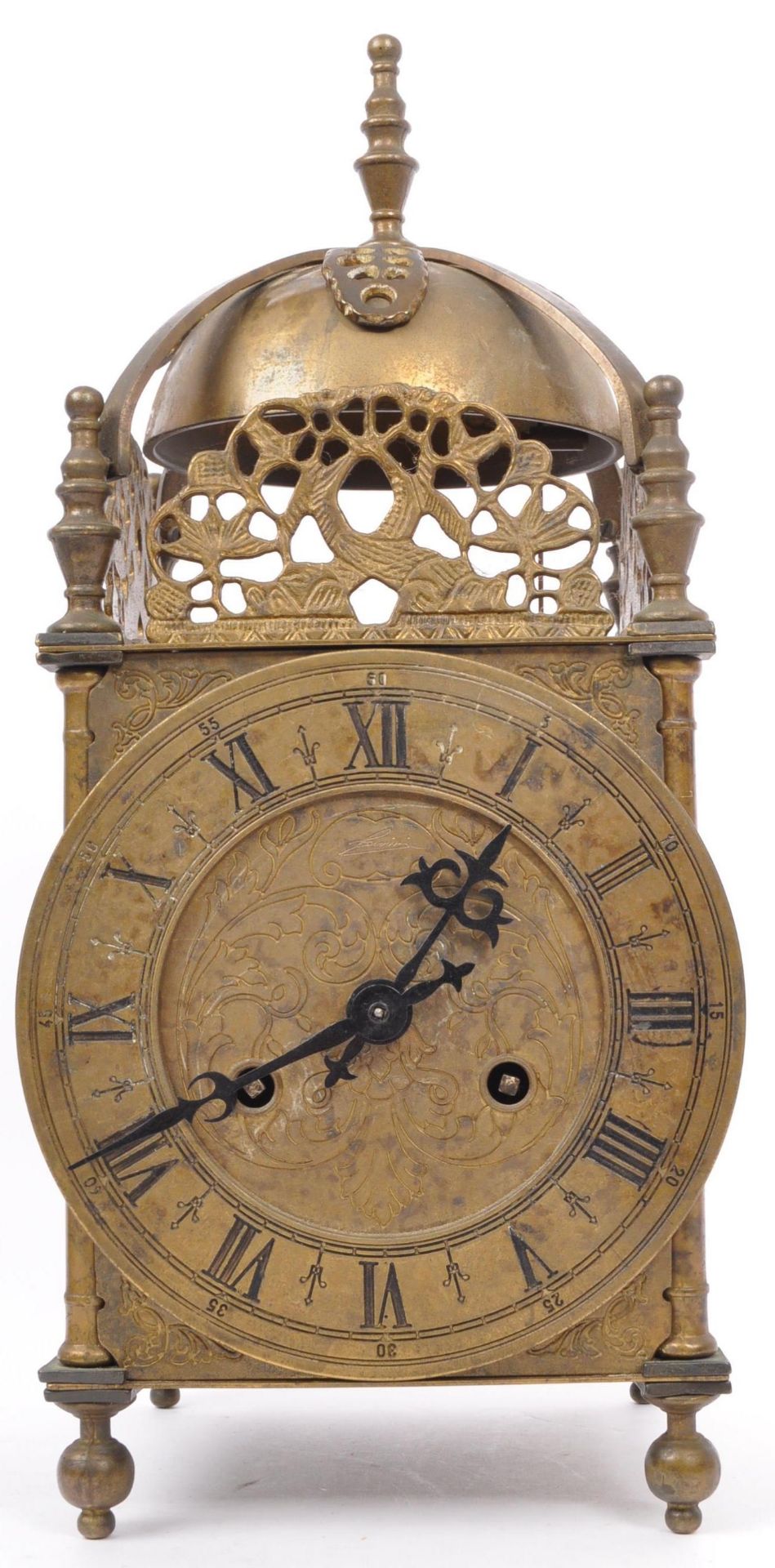 1900S 17TH CENTURY REVIVAL BRASS LANTERN MANTEL CLOCK