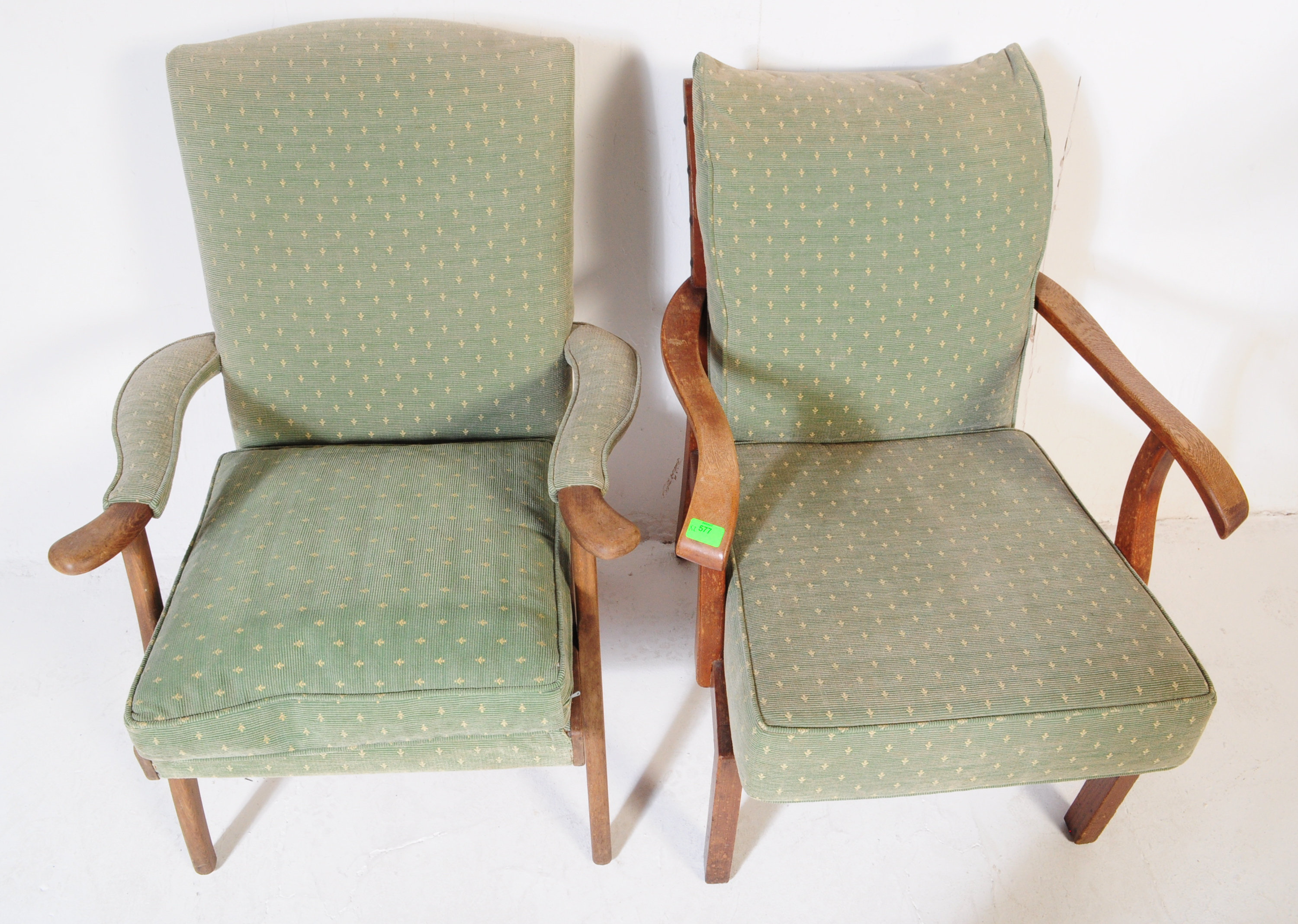 TWO PARKER KNOLL TEAK & UPHOLSTERED ARM CHAIRS - Image 4 of 4