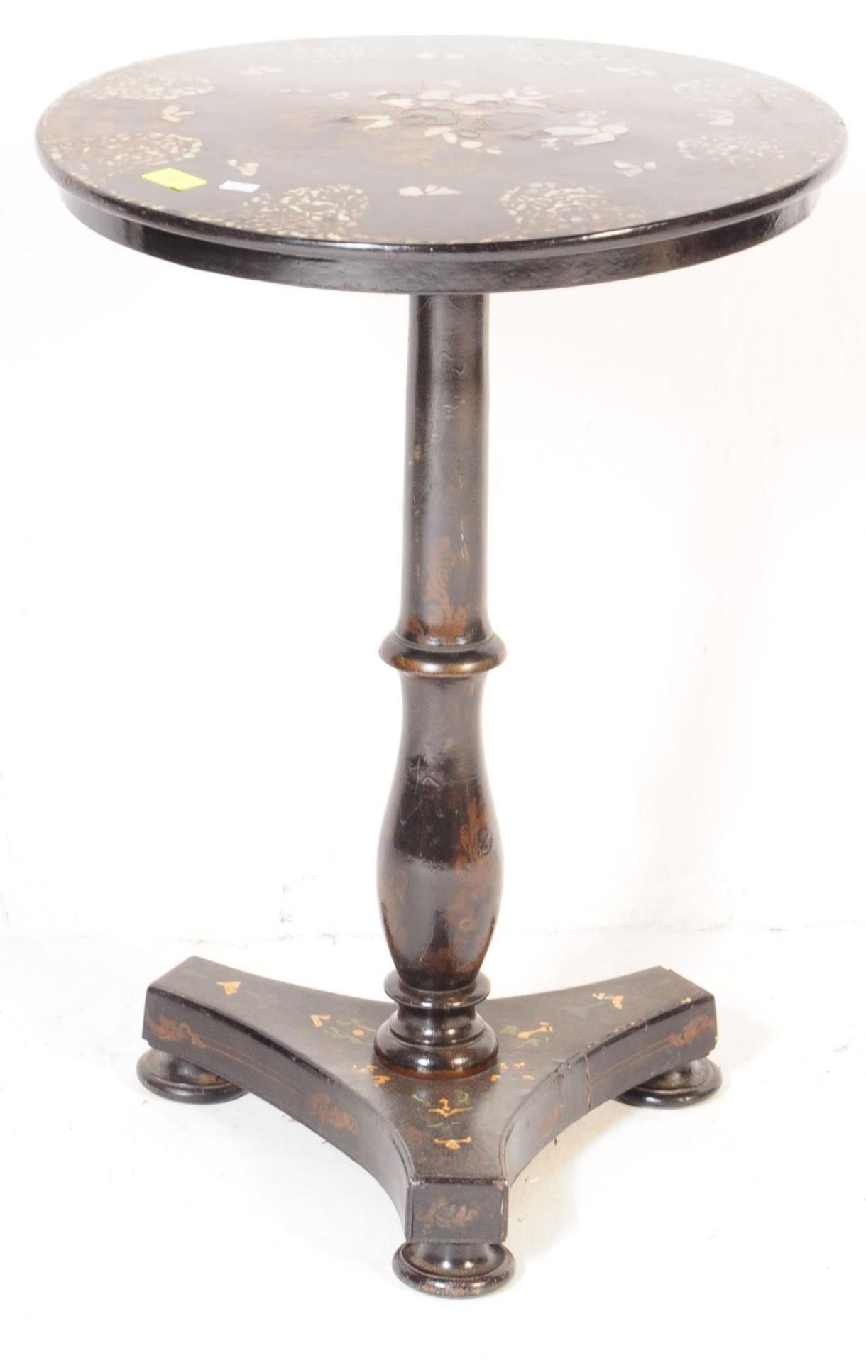 19TH CENTURY VICTORIAN INLAID MOTHER OF PEARL PEDESTAL TABLE - Image 2 of 5