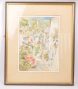 LATE 20TH CENTURY PORT ISSAC WATERCOLOUR BY GILLIAN M HOBBS.