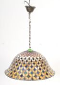 CONTEMPORARY LARGE TIFFANY COLOURED GLASS CEILING LIGHT