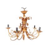 20TH CENTURY FLORENTINE STYLE GILT METAL CHANDELIER