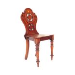 19TH CENTURY VICTORIAN CARVED MAHOGANY HALL CHAIR