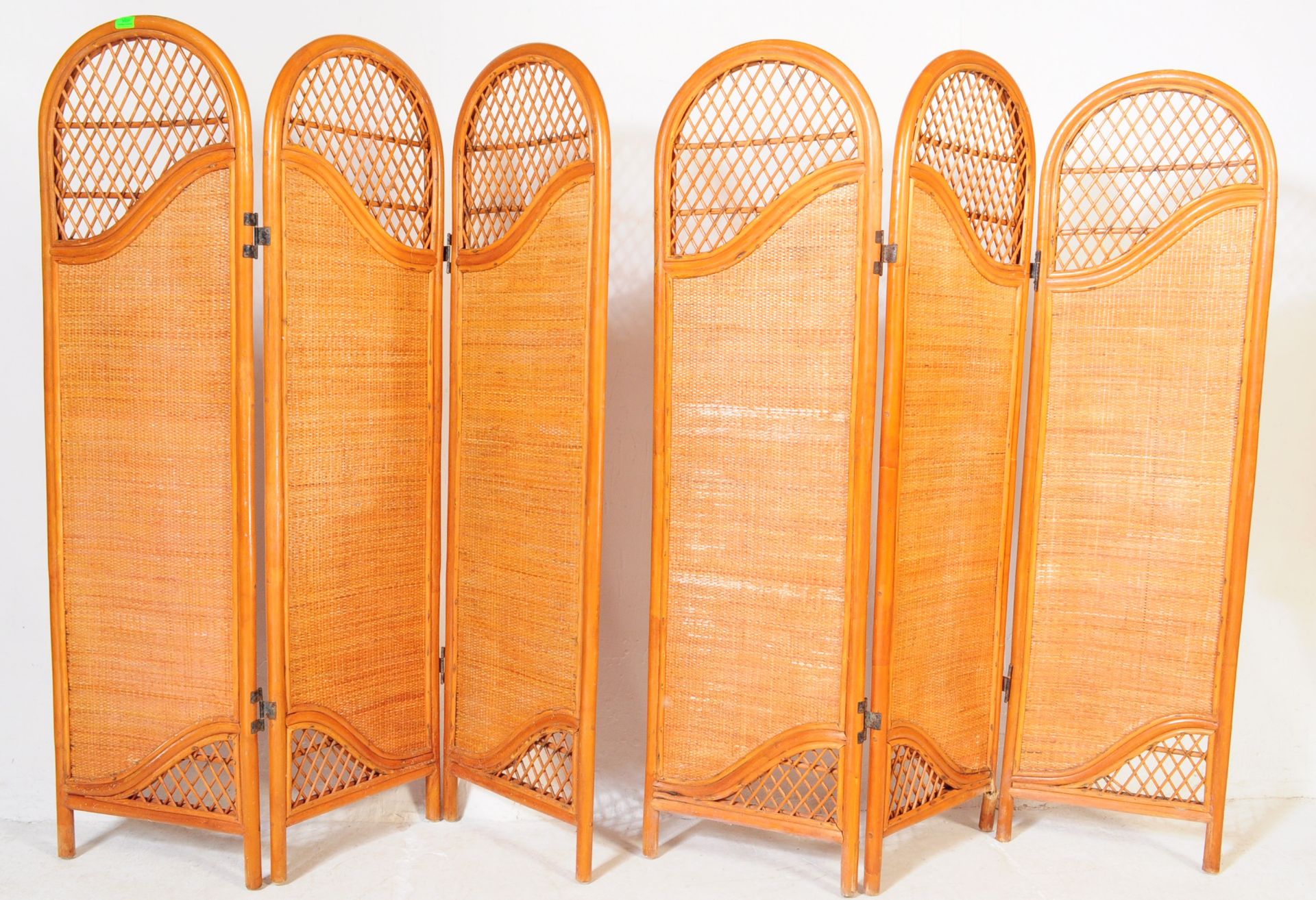 MID CENTURY ITALIAN STYLE BAMBOO & RATTAN DRESSING SCREENS