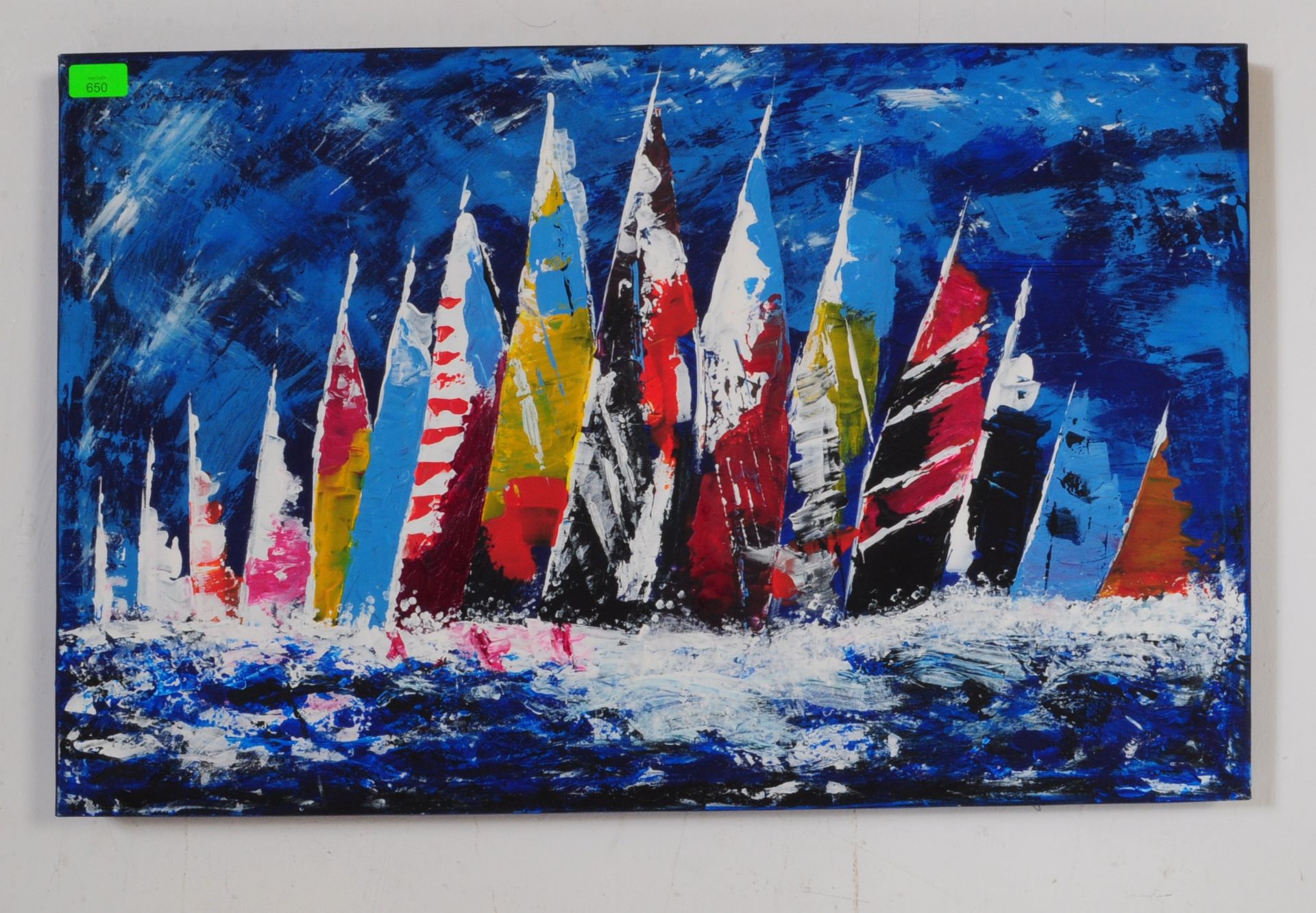 A LATE 20TH CENTURY OIL ON CANVAS MARITIME YACHTS BOATS