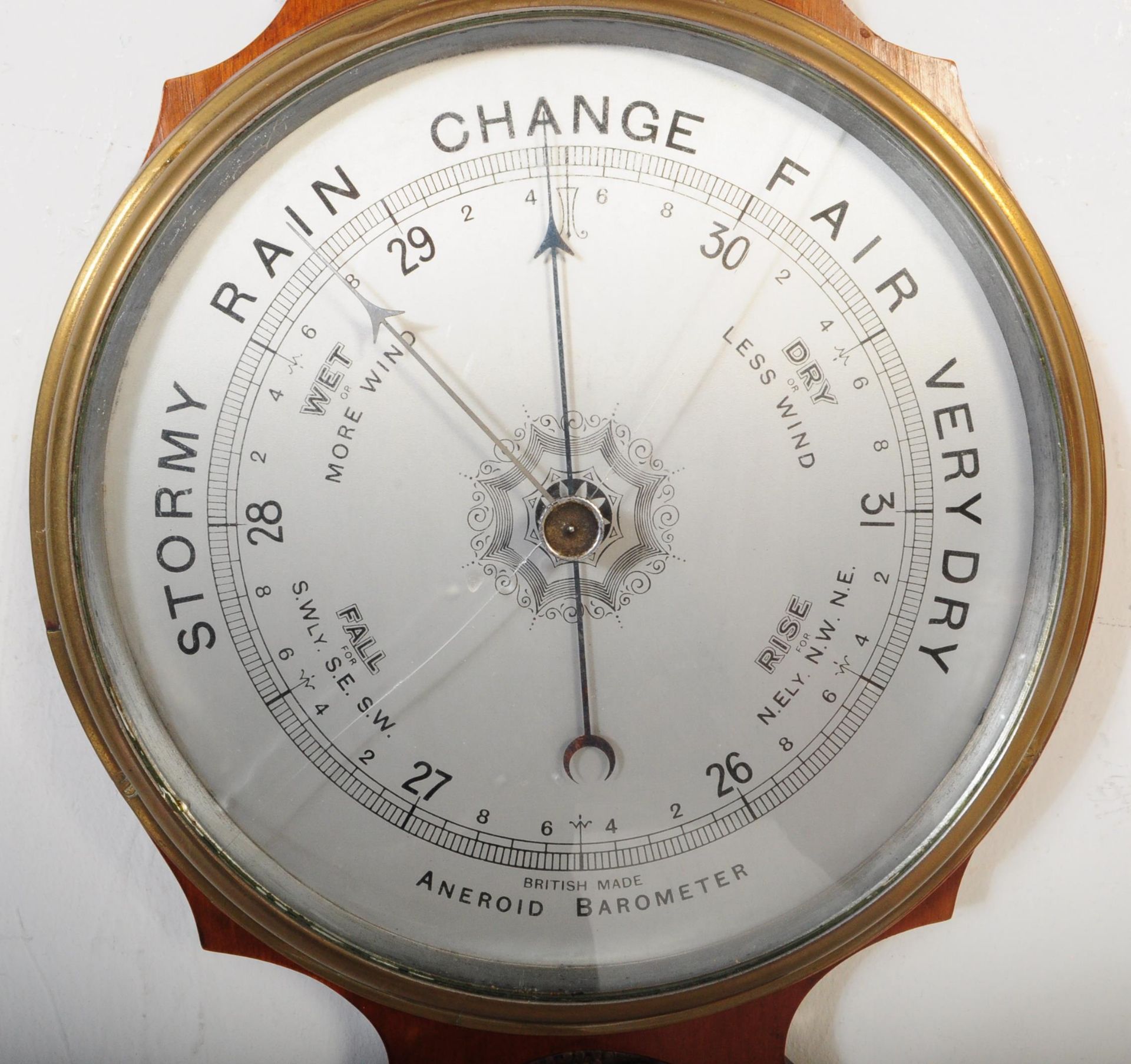 1920's OAK AND MILK GLASS FRONTED ANEROID WALL BAROMETER - Image 6 of 6