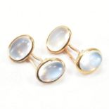 PAIR GOLD & MOONSTONE CUFFLINKS