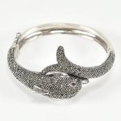 MARCASITE & RUBY HINGED DOLPHIN BANGLE