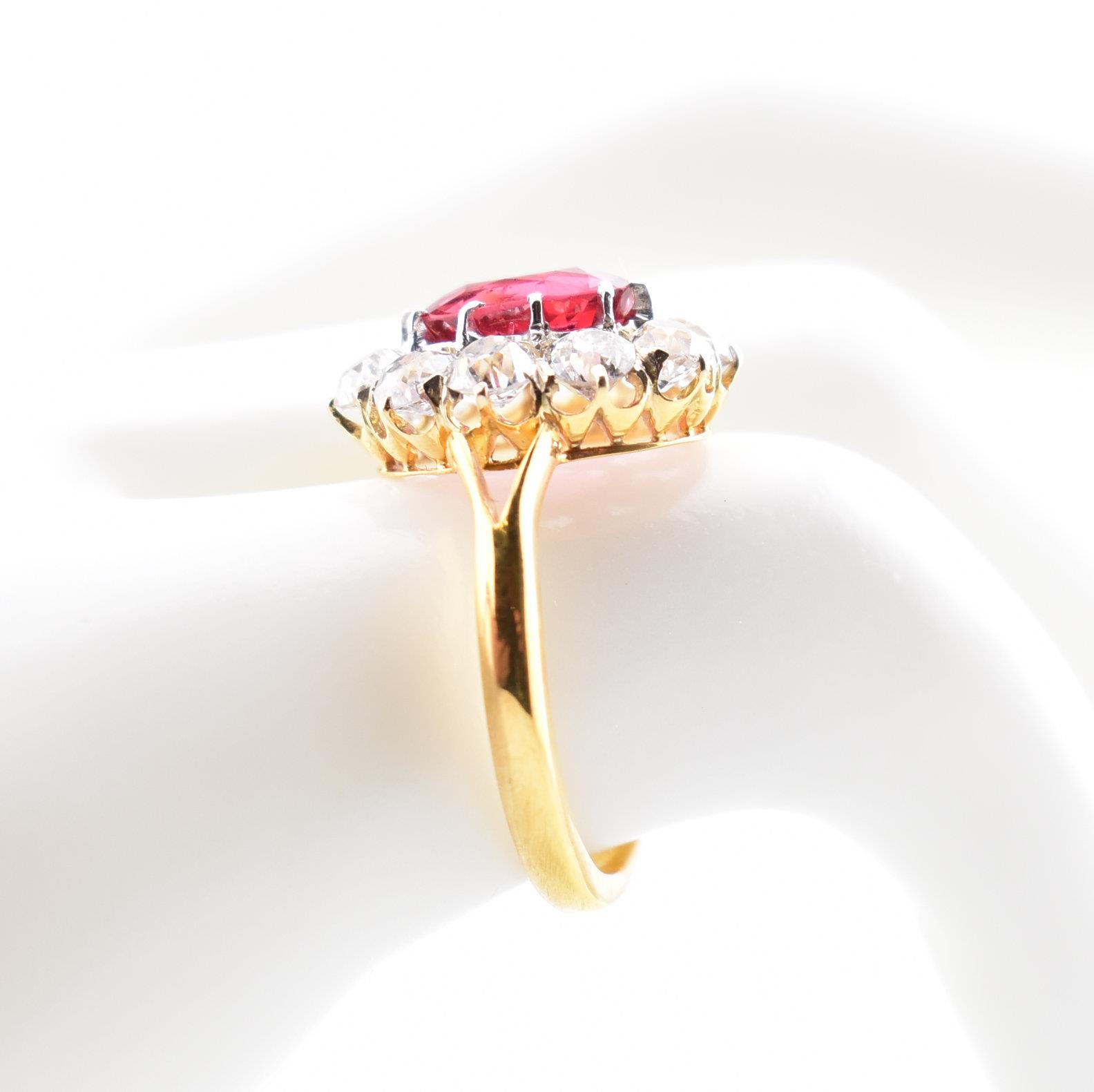 VICTORIAN RED SPINEL & DIAMOND CLUSTER RING - Image 8 of 8