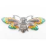 925 SILVER PLIQUE A JOUR & MARCASITE BUTTERFLY BROOCH PIN
