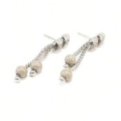 18CT WHITE GOLD & WHITE STONE STUD DROP EARRINGS
