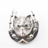 STERLING SILVER HORSESHOE & FOX BROOCH PIN