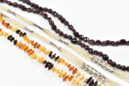 COLLECTION OF ASSORTED STONE BEAD NECKLACES