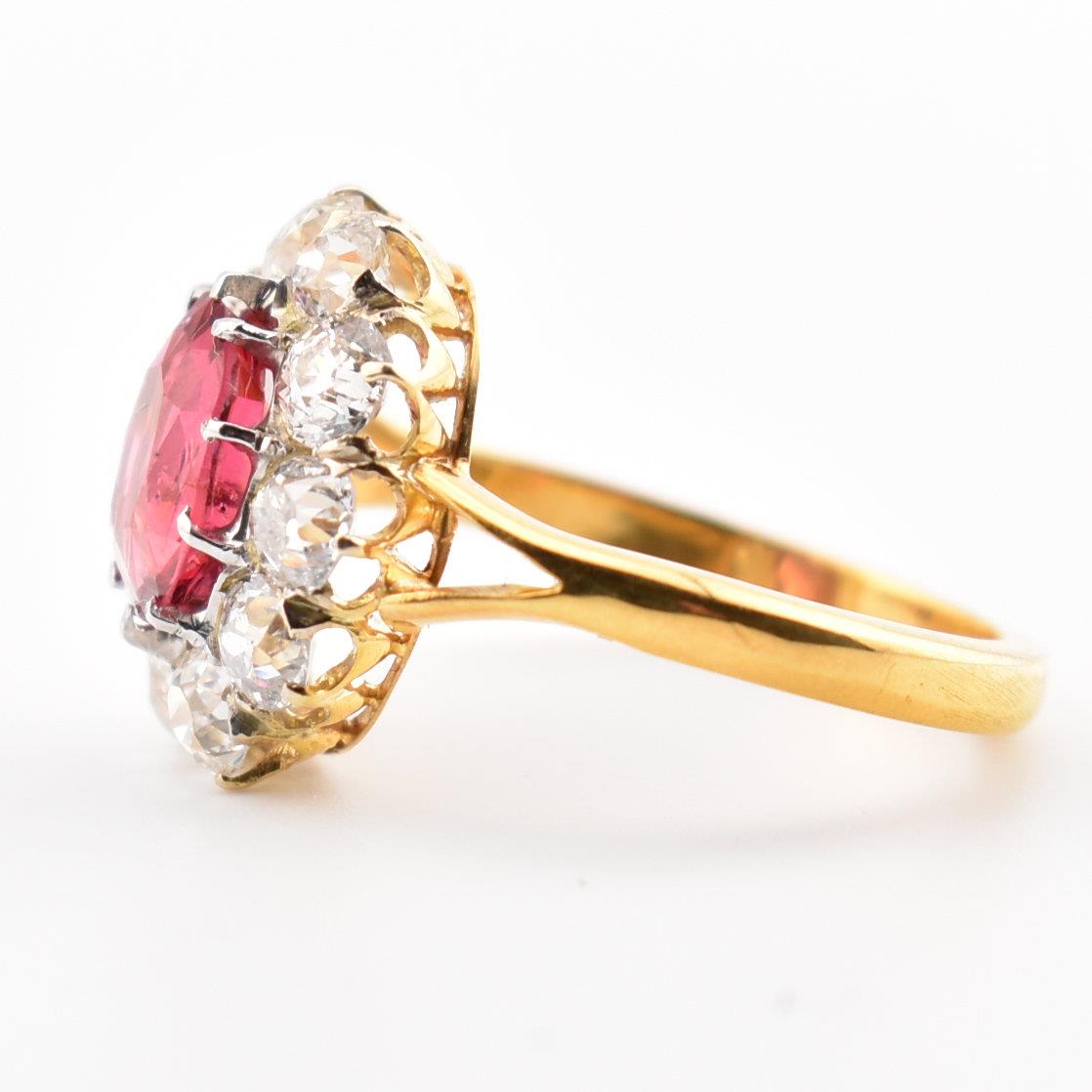 VICTORIAN RED SPINEL & DIAMOND CLUSTER RING - Image 2 of 8