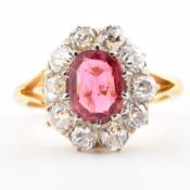VICTORIAN RED SPINEL & DIAMOND CLUSTER RING
