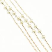 ANTIQUE 9CT GOLD & PEARL BEAD NECKLACE CHAIN
