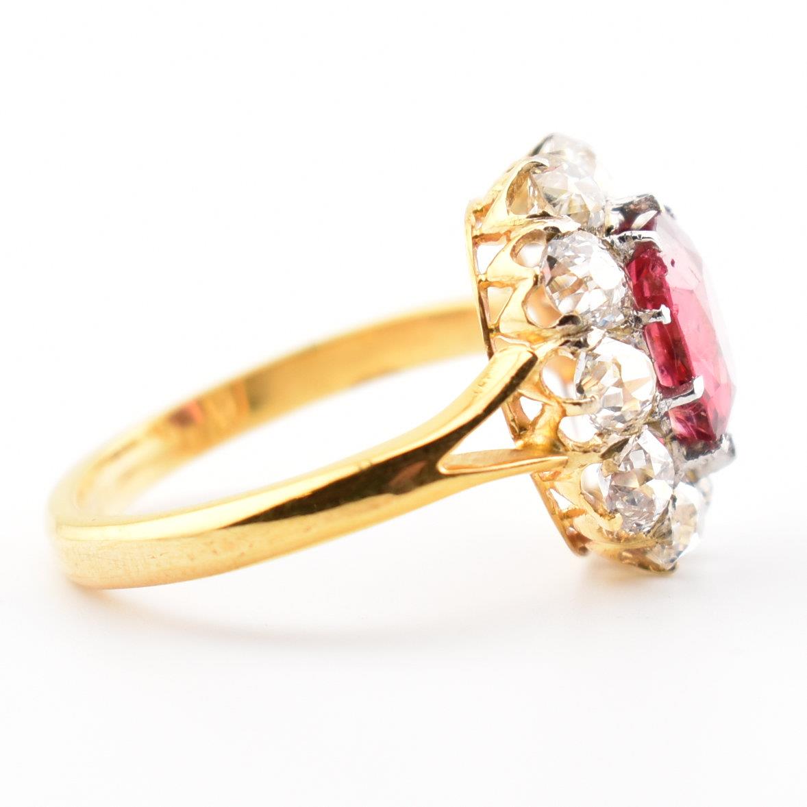 VICTORIAN RED SPINEL & DIAMOND CLUSTER RING - Image 3 of 8