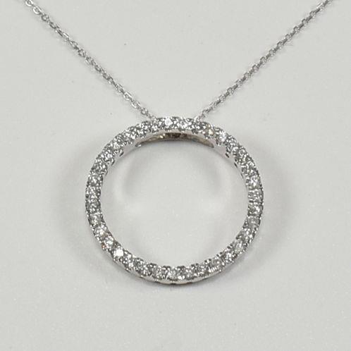 HALLMARKED 18CT WHITE GOLD & DIAMOND PENDANT NECKLACE