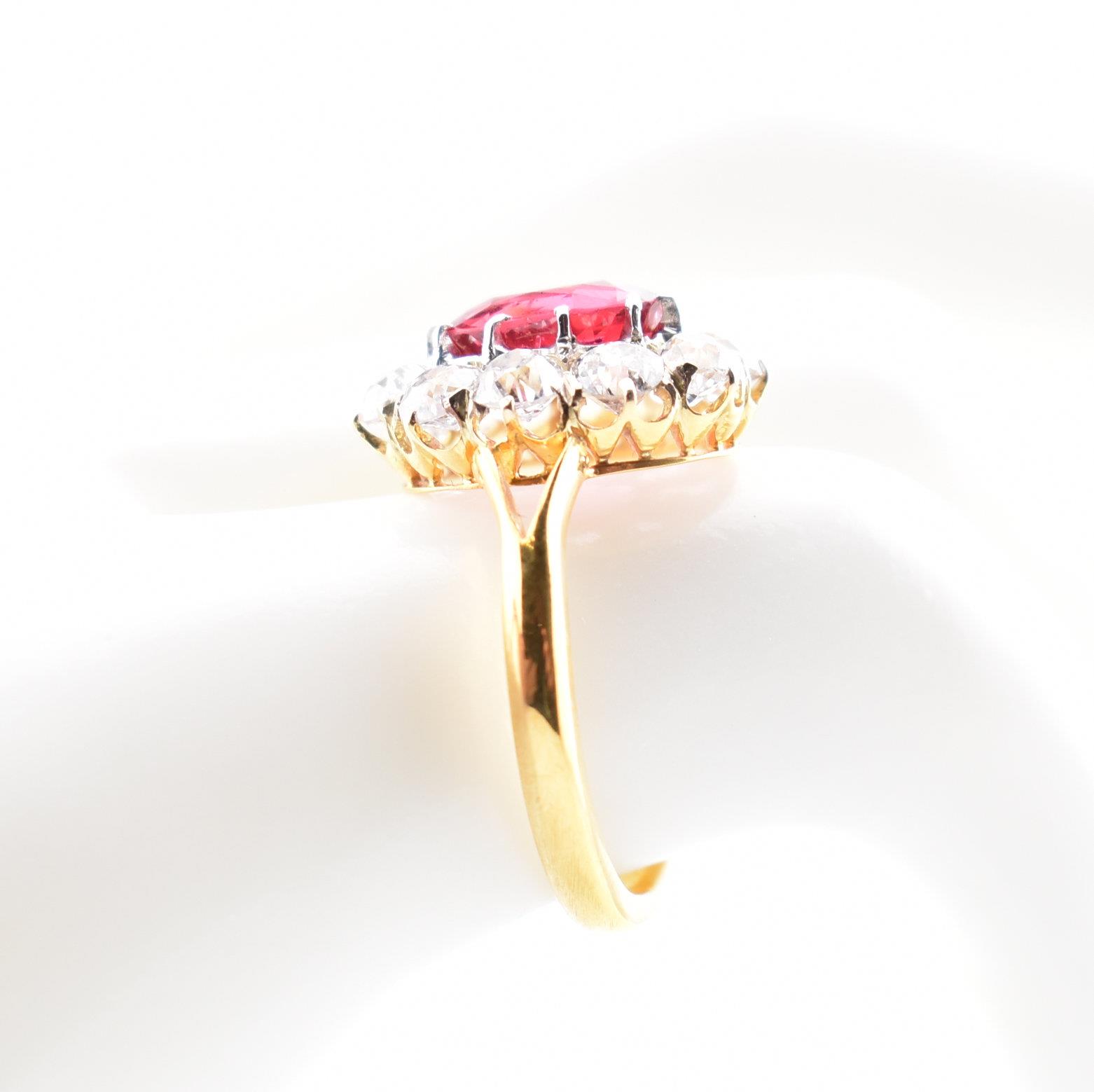 VICTORIAN RED SPINEL & DIAMOND CLUSTER RING - Image 7 of 8