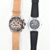 TWO EDISON AUTOMATIC STAINLESS STEEL WRISTWATCHES