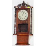 VICTORIAN 19TH CENTURY TUNBRIDGE INLAID MAHOGANY WALL CLOCK