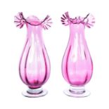 PAIR OF LARGE VICTORIAN CRANBERRY GLASS VASES