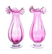 PAIR OF LARGE VICTORIAN CRANBERRY GLASS VASES